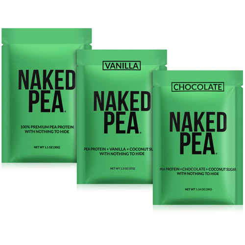 NAKED nutrition Vegan Sample Pack - Naked Pea, Chocolate Naked Pea, and Vanilla Naked Pea