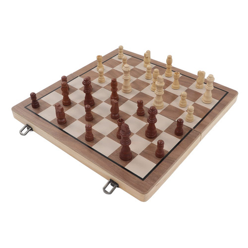Magnetic Wooden Chess Set, 15" x 15" Handmade Portable Travel Chess Board Game Sets, 2 in 1 Folding Chess Board Game Set with Crafted Chess Pieces, Beginner Chess Gift Set for Kids Adults
