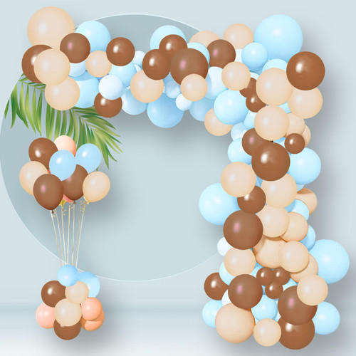 Brown Blue Balloon Garland Arch Kit For Boho Teddy Bear Baby Shower Neutral Boy Birthday Party Gender Reveal Luau Decorations