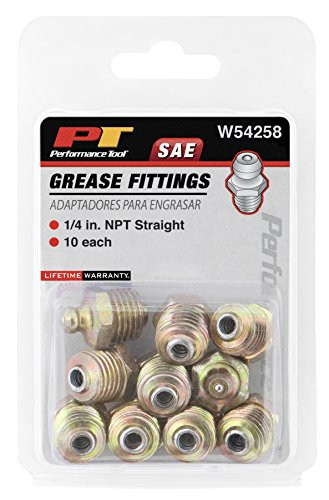 Performance Tool W54258 1/4" NPT Straight Grease Fitting, 10 Pack