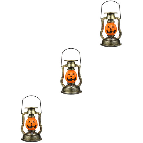 Alipis 3pcs Solar Pumpkin Lantern Kerosene Lamp Retro Solar Light Outdoor Hanging Lantern Garden Lights Decorative Led Camping Lantern Oil Lamp Outdoor Hanging Lamp Halloween Resin