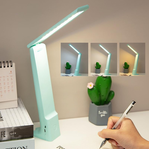 Maxspace LED Desk Lamp,Dimmable Table Lamp&Reading Lamp with Stepless Dimming, 3 Lighting Modes, Foldable Table Lamp with USB Charging Port, Eye-Caring Office Lamp (Blue)