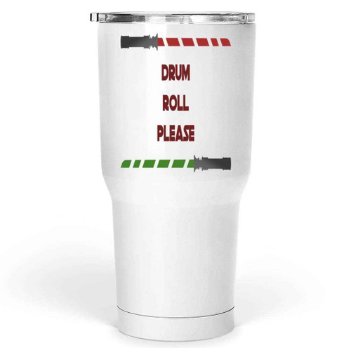 Drummer Snowman Drum Set Christmas Gift for and Adults - Funny Music Quote - 30 Oz White Stainless Steel Large Tumbler