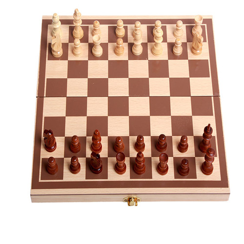 11.4 Inches Magnetic Wooden Chess Set - Folding Board - Travel Chess Board Game Set - Chessmen Storage Slots, Beginner Chess Set for Kids and Adults