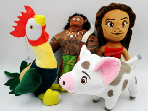 Tinuantec New Cartoon Moana Characters Moana Maui Man Heihei Pua Plush Stuffed Toy Doll 8 Inch (4 Pcs/Set)