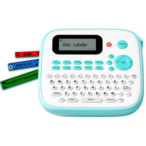 Vixic D210S Portable Label Maker Machine, Handheld Label Makers with QWERTY Keyboard, Powered by Type-C Cable, Multiple Symbols Sticker Maker Label Printers for Home Use, Green