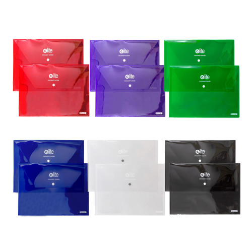 BAZIC Plastic Envelope Poly Envelopes, Letter Size Clear Folder Snap Closure, A4 Size File Folders, Assorted Color, Total 48 Count