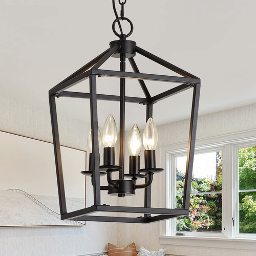 4 Light Black Farmhouse Pendant Iron Lantern Cage Hanging Light Fixture Industrial Rustic Geometric Kitchen Island Light Fixture for Dining Room Hallway Kitchen Island Foyer Entryway 4 Light Black Farmhouse Pendant Iron Lantern Cage Hanging Light Fixture Industrial Rustic Geometric Kitchen Island Light Fixture for Dining Room Hallway Kitchen Island Foyer Entryway