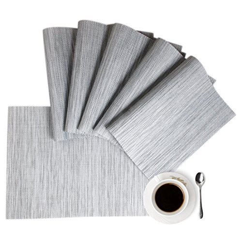 Placemats,Table Mats,Placemat Set of 8 Non-Slip Washable Place Mats,Heat Resistant Kitchen Tablemats for Dining Table (Gray) Placemats,Table Mats,Placemat Set of 8 Non-Slip Washable Place Mats,Heat Resistant Kitchen Tablemats for Dining Table (Gray)