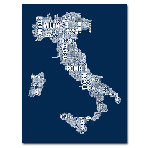 Italy City Map II by Michael Tompsett, 18x24-Inch Canvas Wall Art Italy City Map II by Michael Tompsett, 18x24-Inch Canvas Wall Art