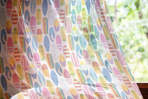 Ambesonne Surfing Tulle Curtains with Rod Pocket, Repeating Summer Beach and Ocean Fun Item Colorful Various Surfboards Pattern, Sheer Drape for Wedding Party 2 Panels, 108" x 84", Multicolor