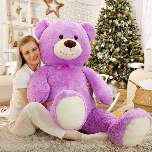 MorisMos Giant Teddy Bear Stuffed Animal 4 Feet, 51'' Big Teddy Bear Plush for Baby Shower, Soft Stuffed Bear Plush for Girlfriend Valentine's Day, Big Stuffed Animal for Kid Christmas Birthday,Purple MorisMos Giant Teddy Bear Stuffed Animal 4 Feet, 51'' Big Teddy Bear Plush for Baby Shower, Soft Stuffed Bear Plush for Girlfriend Valentine's Day, Big Stuffed Animal for Kid Christmas Birthday,Purple