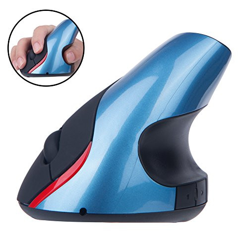 EIGIIS Wireless Ergonomic Mouse 2.4G High Precision Vertical Optical Mouse (Blue)