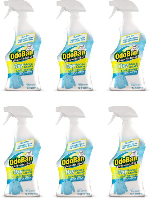 OdoBan Ready-to-Use Oxy Fabric Stain Remover for Laundry, 32oz Spray 6-Pack