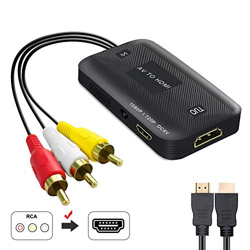 RCA to HDMI, TaiHuai AV to HDMI Converter Adapter, 3RCA CVBS Composite to Audio Video Converter Supporting PAL NTSC 1080P for PC Laptop Xbox PS4 PS3 TV STB VHS VCR Camera DVD
