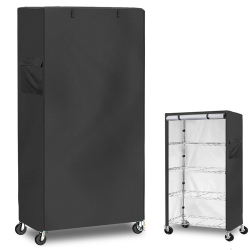 Dalema Wire Rack Cover,Heavy Duty 600D Dustproof Waterproof Shelf Cover,Storage Shelving Covers for Wire Shelves 5-Tier,Cover for 36" W x 18" D x 72" H Metal Shelf.