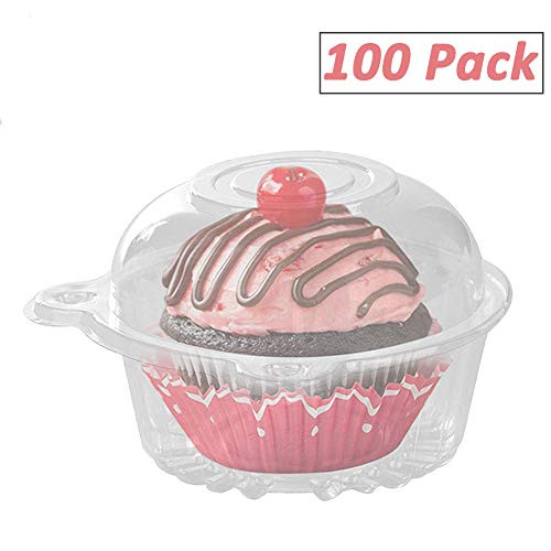 100 Pack Plastic Individual Cupcake Containers, Clear Dome Box for Sandwich Hamburgers Fruit Salad Party Favor Cake Holder Muffin Case Cups Pod 100 Pack Plastic Individual Cupcake Containers, Clear Dome Box for Sandwich Hamburgers Fruit Salad Party Favor Cake Holder Muffin Case Cups Pod