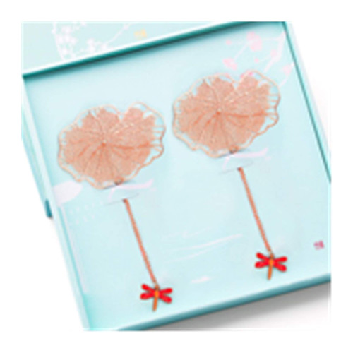 JKXWX Bookmark 2 Pcs Metal Lotus Leaf Bookmarks Exquisite Creativity Bookmark Classical Book Marker with Tassel for Readers and Children Bookmarker