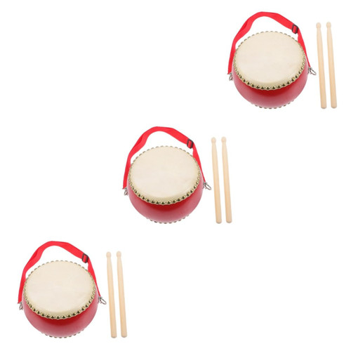 Toyvian 3 Sets Drum Musical Toys for Kids Educational Toys for Toddlers Kids Musical Pretend Toy Toys for Infants Kids Early Childrens Toys Musical Instrument Wood Puzzle Red