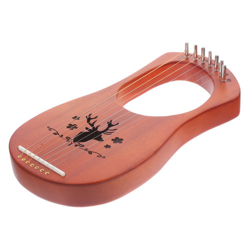 OFFSCH 1 Set 7 String Harp 7 Stringed Lyre Musical Instrument for Adults Wood Lyre Harp Diy Lyre Harp Hand Lyre Music Instruments for Adults Harp Instrument Copper Wooden Handle Portable