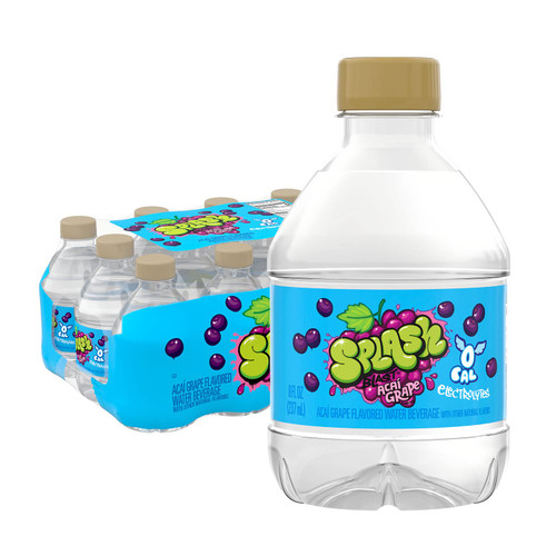 Splash Blast, Acai Grape Flavored Water, Zero Sugar, with Electrolytes, 8 Fl Oz, 12 Pack