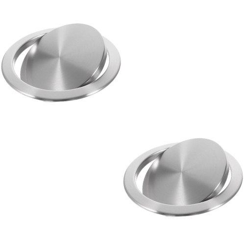 NOLITOY 2pcs Trash Can Covers Garbage Bin Stainless Steel Trashcan Auto Flap Trash Can Lid Trash Can Flipping Lid Flush Trash Can Lid Trash Grommet 430 Stainless Steel Metal Clamshell Desk