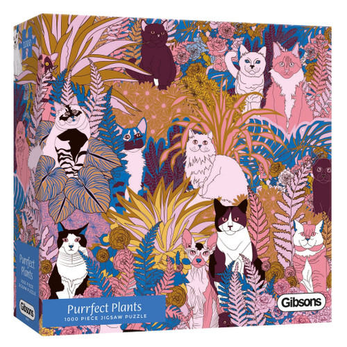 Purrfect Plants 1000 Piece Jigsaw Puzzles for Adults | Cat Jigsaw Puzzle | Sustainable Puzzle for Adults | Premium 100% Recycled Board | Great Gift for Adults | Gibsons Games