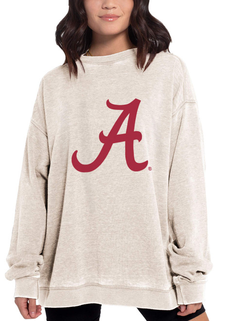 Chicka-d NCAA Alabama Crimson Tide Womens Campus Crew Pullover, Oatmeal, Medium (449_NC_PL)