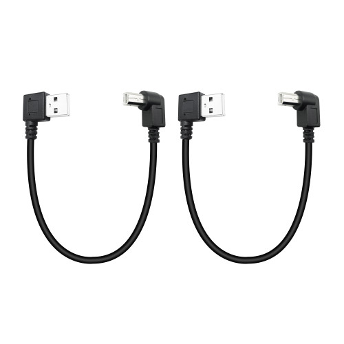 Kallaudo 90 Degree Short USB Printer Cable 25CM Right Angle USB 2.0 Type A Male to Right Angle B Male Scanner Cable Cord(2 Pack)
