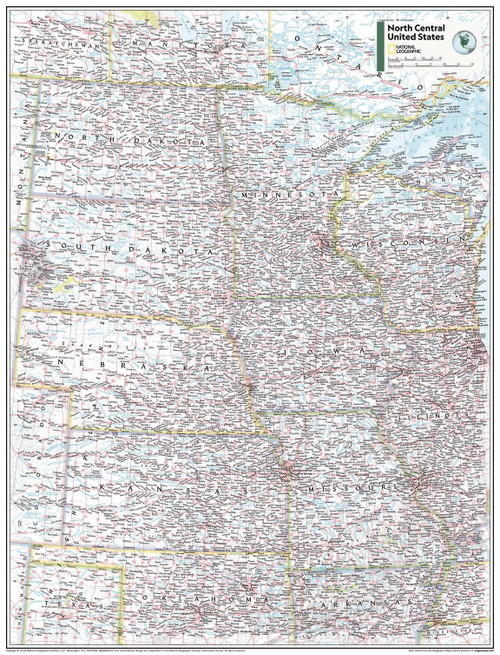 National Geographic Maps: North Central U.S.A Wall Map - 31 x 24 inches - Front Lamination National Geographic Maps: North Central U.S.A Wall Map - 31 x 24 inches - Front Lamination