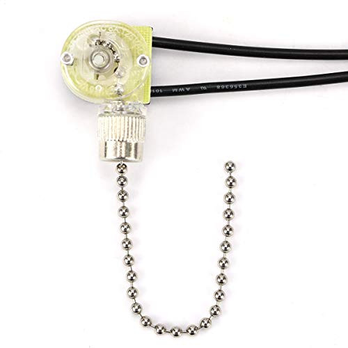 Hunter Ceiling Fan Switch On-Off Speed Zing Ear ZE-109, Ceiling Fan Pull Chain Ceiling Fan Switch for Fan Lamps (Nickel Pull Chain)