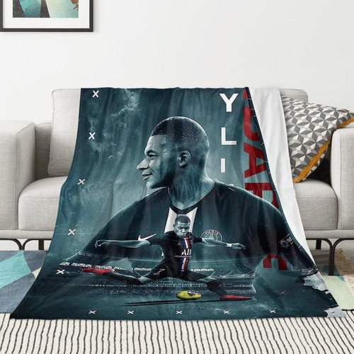Gymtmwn Football Stars Blanket Kylian-Mbappe Blanket Plush Throw Size Blanket 60"X80"