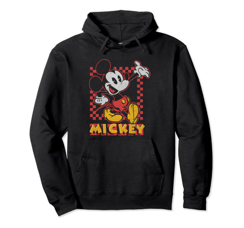 Disney Mickey And Friends Vintage Mickey Mouse Checkerboard Pullover Hoodie