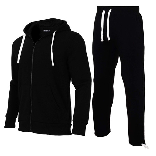 Xsylxgc Men's Tracksuit 2 Pieces Sets Jogging Suits Athletic Sweatsuits Casual Outfit Fleece Hoodie, Black XL