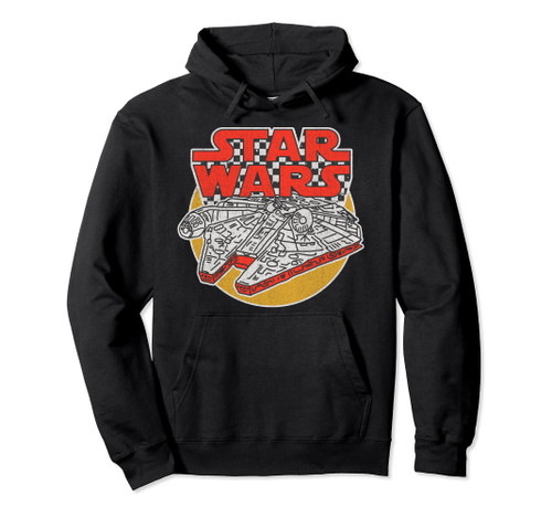 Star Wars Millennium Falcon Outline Checkerboard Portrait Pullover Hoodie