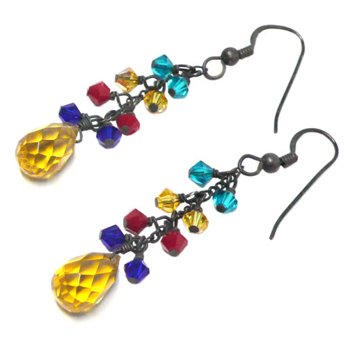 Heat-Treated Yellow Quartz Briolette Cluster Drop Earrings Crystal Sterling Silver or Gold-Filled Heat-Treated Yellow Quartz Briolette Cluster Drop Earrings Crystal Sterling Silver or Gold-Filled