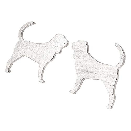 Bloodhound Dog Stud Earrings Brushed Sterling Silver Handmade in USA