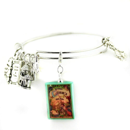 Grimm's Fairy Tales Jacob and Wilhelm Grimm Mini Book Expandable Bangle Bracelet by Book Beads Grimm's Fairy Tales Jacob and Wilhelm Grimm Mini Book Expandable Bangle Bracelet by Book Beads