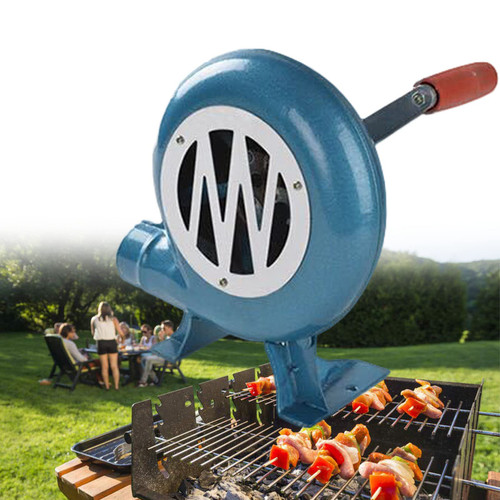 Ontihang Outdoor Cooking Air Blower, Portable Hand Crank Fan Air Blower, Manual Grill Fire Starter with Manual Handle Speed Control
