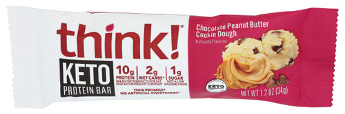 Think! Chocolate Peanut Butter Cookie Dough Protein Bar, 1.2 OZ Think! Chocolate Peanut Butter Cookie Dough Protein Bar, 1.2 OZ