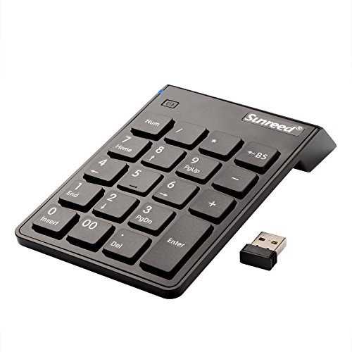 Sunreed Number Pad, 19 Keys 2.4G Wireless Ultra-Thin Portable USB Numeric Keypad Keyboard with Power Switch for Laptop Desktop PC Notebook, USB Receiver Can Stored