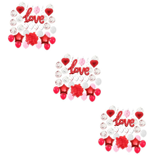 Abaodam 3 Sets Love Balloon Set Anniversary Balloons Bridal Shower Balloon Decor Confetti Latex Balloons Valentines Day Balloon Birthday Balloon Love Balloons Emulsion Props Delicate Bride