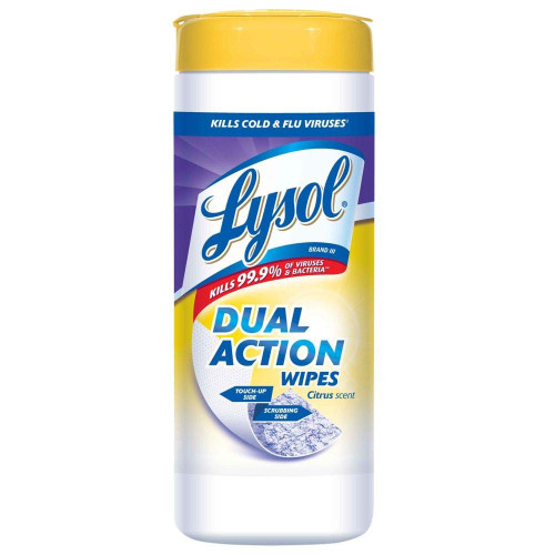 Lysol, Dual Action Complete Clean Disinfecting Wipes, White, 75 Count , Citrus, 450 Count, (Pack of 6)