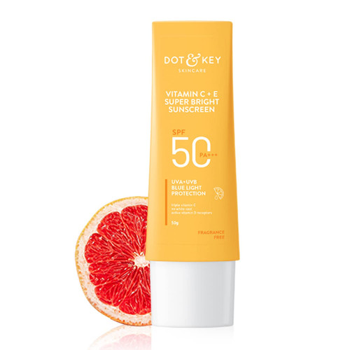 Kavir Vitamin C + E Super Bright Sunscreen Liquid SPF 50+++ | Sunscreen SPF 50 for For Even Toned & Glowing Skin, No White Cast, Water-Light, UVA/B & Blue Light Protection, Better Vitamin D Absorption, 50g