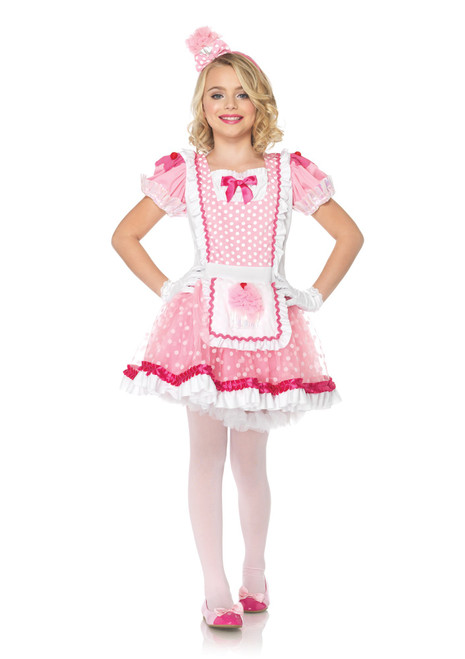 Leg Avenue Costumes 2Pc.Pretty Pink Apron Dress and Cupcake Bow Headband, Pink, Large
