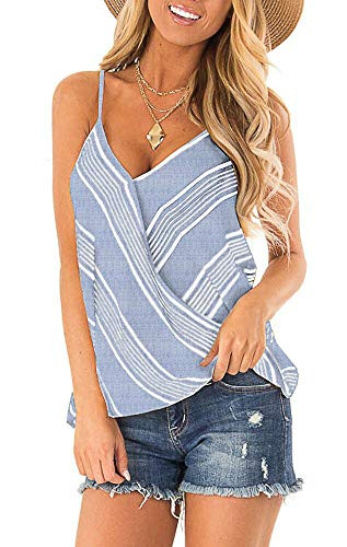 BOCOTUBE Women's Adjustable Spaghetti Strap Button Down Shirts Blouses V Neck Floral Print Summer Sleeveless Casual Tank Tops