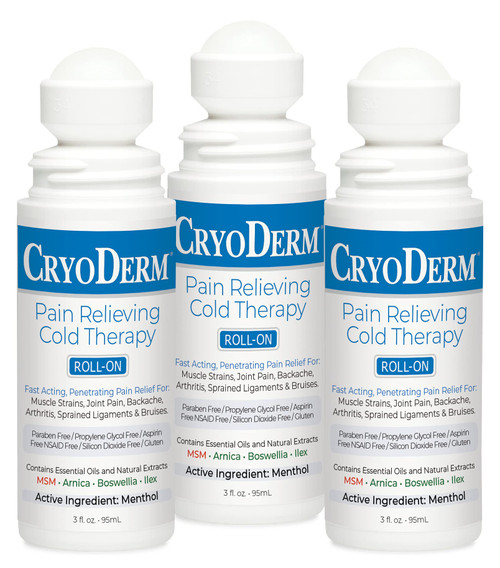 CryoDerm Cold Therapy 3 oz Roll On (3 Pack)