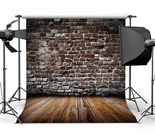 Sensfun 5x7ft Brick Wall Wood Floor Backdrop for Photography Vintage Rustic Chirstmas Party Background Vinyl Video Studio Photo Booth Props