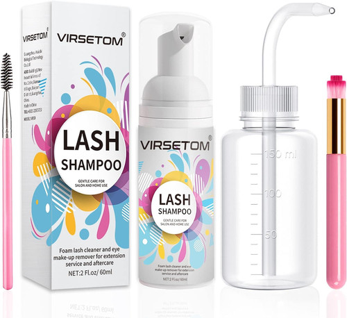 Lash Shampoo for Lash Extensions, Eyelash Extension Cleanser 60ml + Rinse Bottle + Brushes, Lash Bath, Lash Shampoo Kit, Lash Cleaner, Paraben & Sulfate Free, Salon and Home Use Lash Shampoo for Lash Extensions, Eyelash Extension Cleanser 60ml + Rinse Bottle + Brushes, Lash Bath, Lash Shampoo Kit, Lash Cleaner, Paraben & Sulfate Free, Salon and Home Use