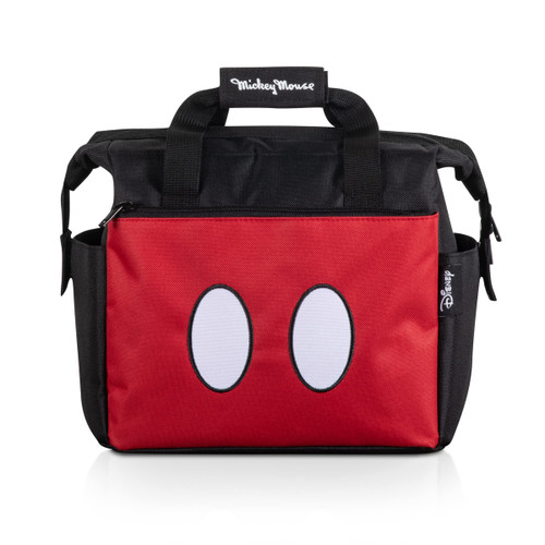 PICNIC TIME Disney Mickey Mouse Shorts On The Go Lunch Bag, Soft Cooler Lunch Box, Insulated Lunch Bag, (Black with Red Pattern)